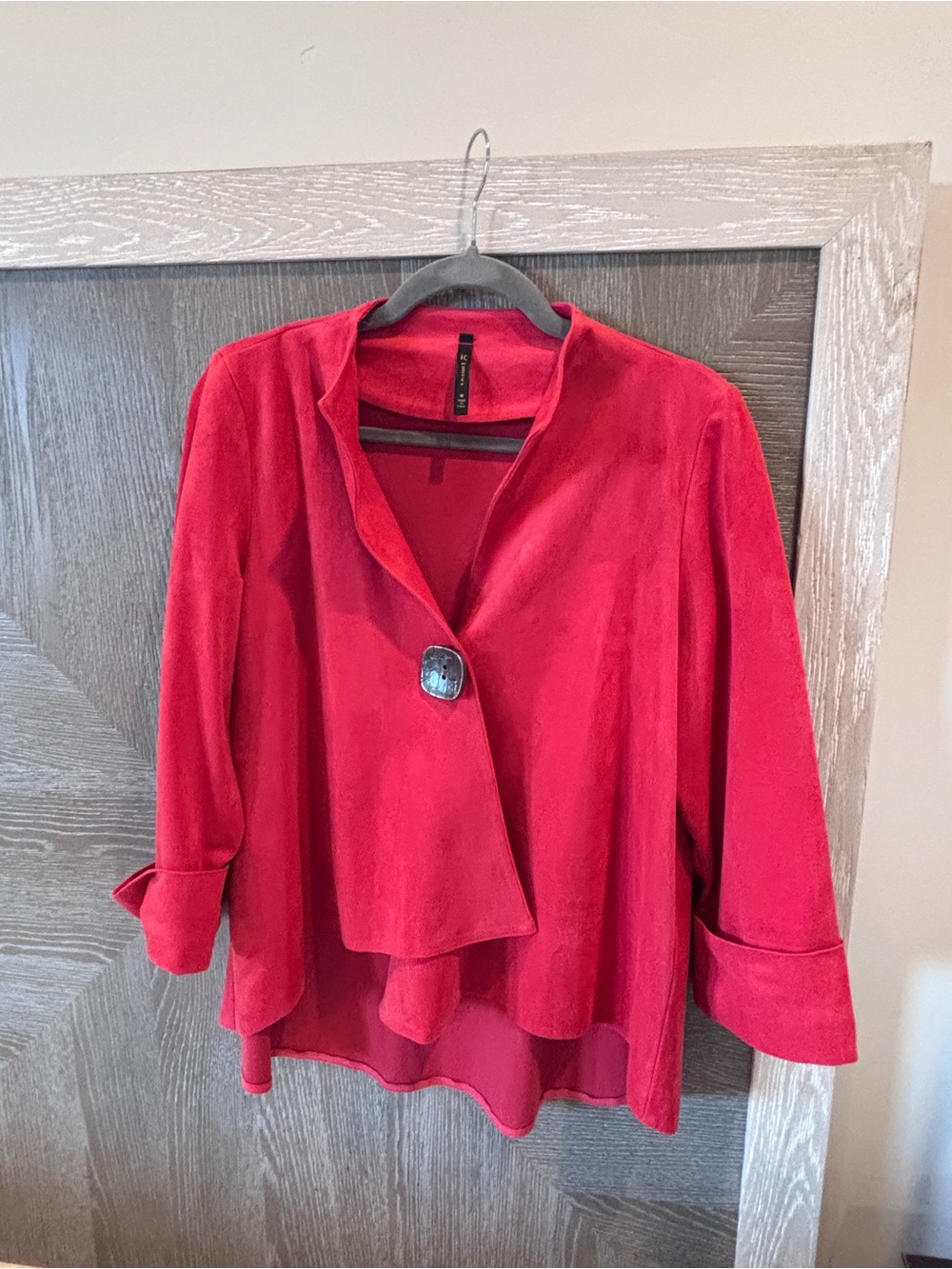 IC COLLECTION Red Open Front Draped Jacket